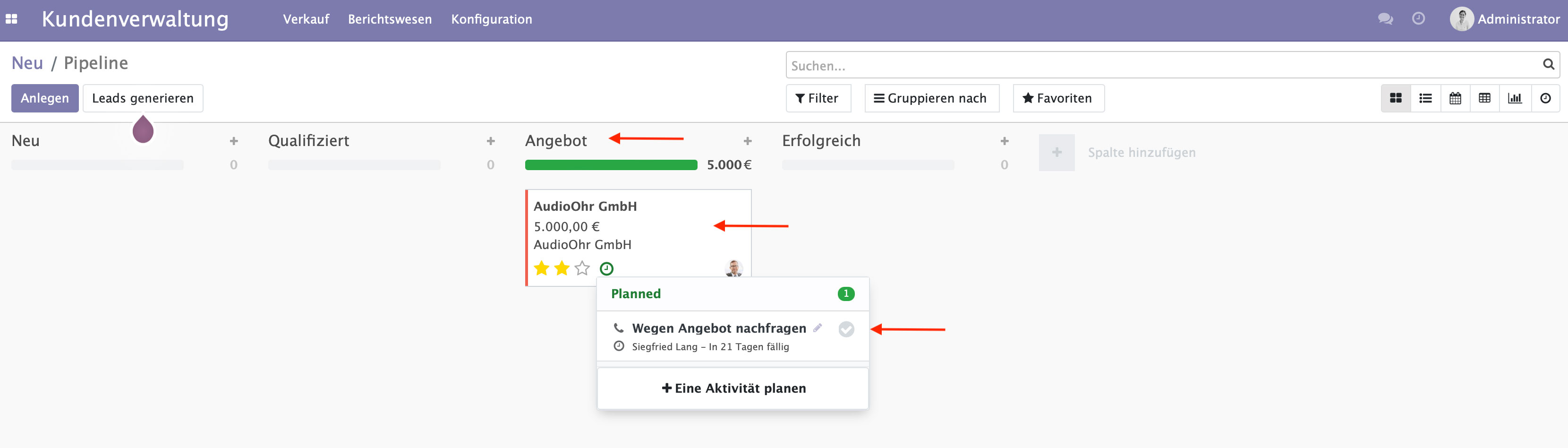 CRM Neue Aufgabe erledigen