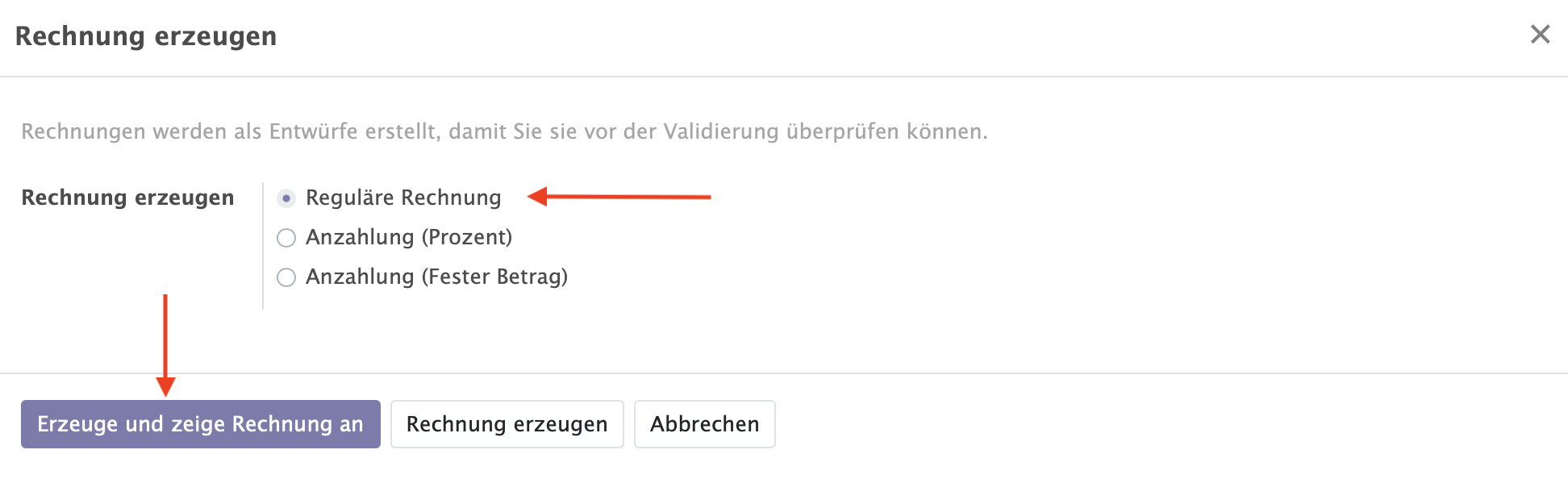 CRM Reguläre Rechnung